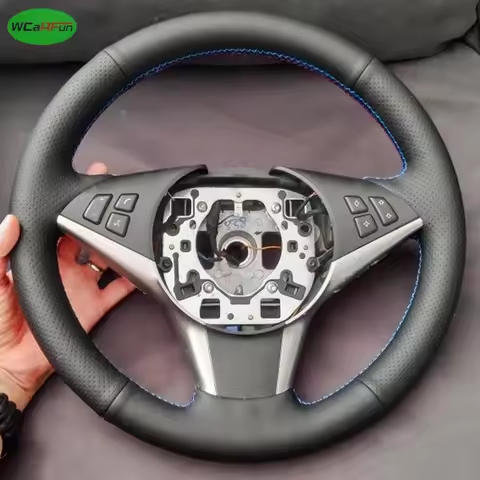Perforated Microfiber Leather Braid Smooth Leather Needles & Threads Steering Wheel Cover For BMW E6