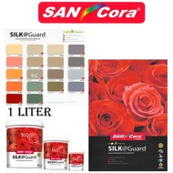 1L SANcora SILK@Guard Luxury & Washable Interior Wall Paint /Catalog 4 / (珍珠漆) / Cat Kilat Simen Dal