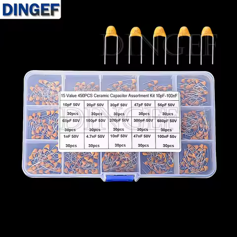 450PCS Monolithic Ceramic Capacitor Kits 10pF - 100NF 50V 10PF 30PF 47PF 56PF 68PF 100PF 200PF 300PF