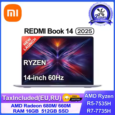 Xiaomi Laptop Redmi Book 14 2025 Ryzen 7-7735H/R5-7535H Radeon 680M/660M RAM 16GB 512GB SSD 14-inch
