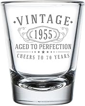 Vintage 1955 Etched 1.75oz 1pk Shot Glass – Happy 70th Birthday Gifts for Women Men, Cheers to Turni