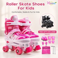Hanne Roller Skate Shoes for Kids Double Row 4 Wheels Quad Skates for Girls Boys Beginners
