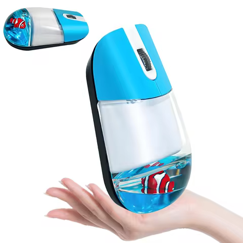 Wireless 2.4G Aquarium Ocean Mouse Oil Filled Low Noise Button Cute Animal Floating Mouse Office Use