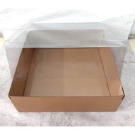 Dus Kue Tutup mika 25 x 25 x 10 cm Polos Marmer Cake Box Corrugated Full Mika Kotak Pudding