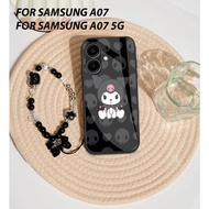 FOR SAMSUNG A07 [M395] SOFTCASE GLASS WITH BLACK RIBBON STRAPTALI FOR SAMSUNG A07 5G AESTHETIC MOTIF