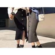 MIDI BUTTON KNIT SPAN SKIRT 7/ 8 PREMIUM KNIT SPAN
