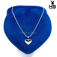 Kalung Perak Silver 925 Lapis Emas Putih Model Itali santa + Liontin Love Permata - Kalung Anti Kara