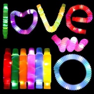 Pop Light Tube LED Pop Tubes LED Fidget Pop Tubes Sensory Toys Mainan Selang Anak