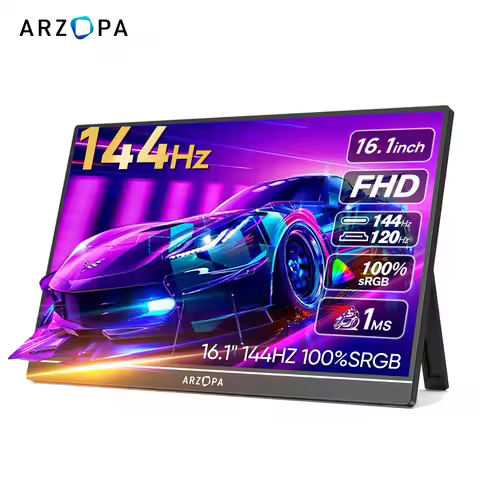 ARZOPA 16.1 inch 100% sRGB 144Hz Portable Monitor Gaming Laptop Display with Type C Mini HDMI For PS