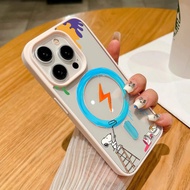 Snoopy dodle phone case with magnet, can be used for iPhone 14 15 Plus 12 14 Pro XS Max XR,iPhone 16