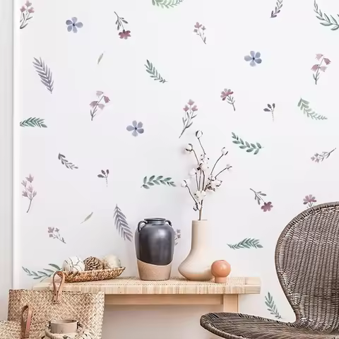 36pcs Purple Lris Flower Wall Sticker Trendy Boho Style Bohemian Wall Decals for Living Room Bedroom