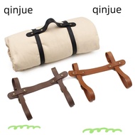 QINJUE Yoga Mat Strap, Picnic PU Leather Blanket Carrying Strap, Durable Rug Adjustable Travel Blanket Holder