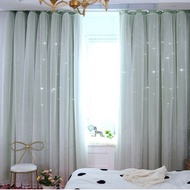 Sortina Langsir Blackout Curtain Grommet Curtain Sliding Door Double Layer Curtain Window Hollowed Star Curtain Hook for Living Room