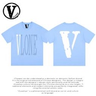 【高端現貨】VLONE ORVAL大V反光短袖寬松櫻花粉男女情侶王一博同款T恤潮牌藍