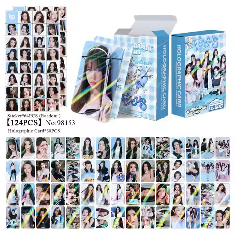 124Pcs H2H Hearts2Hearts Laser Photocards Kpop Star Collection Lomo Cards Holographic Flash Cards Id