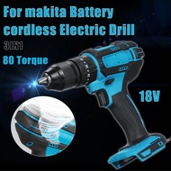 3 in 1 Hammer Drill /Screwdriver/Plane Drill 10mm Wireless Cordless Electric Drill 95Nm 18V/21V Hammer Screwdriver with LED Light For Makita Battery