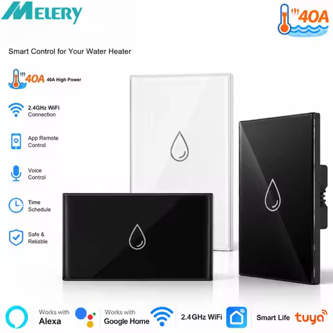 Melery Tuya WiFi Boiler Water Heater Israel Switch Smart Socket 40A Time Schedule Voice Control Goog