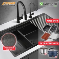 SORENTO HONEYCOMB NANO MULTIFUNCTION WORKSTATION BLACK / SATIN KITCHEN SINK SRTKS8848-BL / SRTKS8848