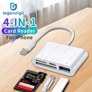 Pembaca Kad TF SD 4in1 untuk iOS dengan Penyesuai Pengecasan, Kabel OTG, Penyesuai Kamera, Pembaca K