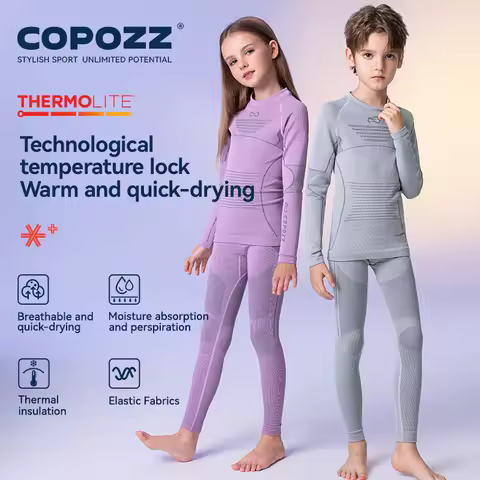 COPOZZ Children Winter Ski Thermal Underwear Sets Boys Girls Warm Breathable Thermo Underwear Johns 