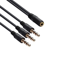 1pcs Gold Plated 3.5mm TRRS Stereo Female 4 Pole Jack to 3x 1/8" Male Plug Audio Headphone Adapter S