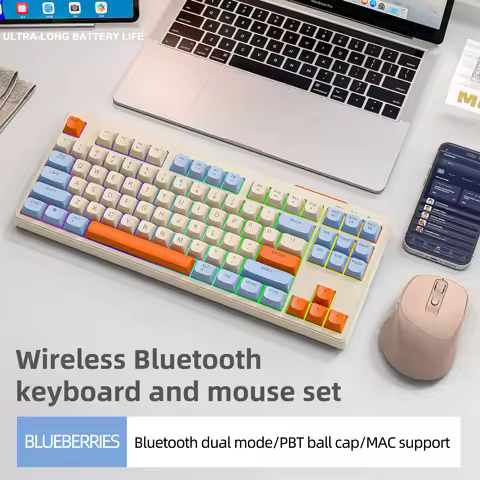 M87 Wireless Keyboard and Mouse Combo, Bluetooth Dual Mode, PBT,Backlit,Rechargeable Keyboard Mouse 