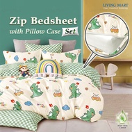 Premium Zipper Bedsheet 3IN1 4IN1 Set Single Queen Cotton Cadar Berzip Sarung Tilam Zip Bujang 棉拉链床单