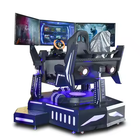 VR experience hall virtual reality equipment large three-screen racing three-axis dynamic simulation