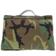 近全新 Herve Chapelier 迷彩 Cordura 公事包，迷彩尼龍與皮革，卡其綠色，0407 [二手]