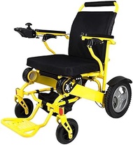 Luxurious and lightweight Folding Lightweight Aluminum Alloy Lithium Battery Smart Wheelchair Car (Color : Yellow)