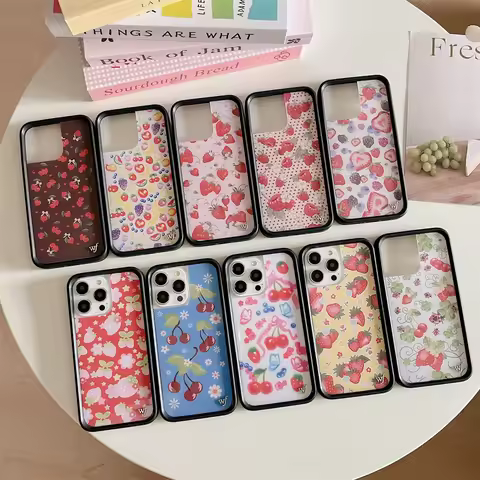 Wildflower 3D Ins Fruit Tart Turri cherry Phone Case for iPhone 16 15 14 13 12 17 Pro Max Plus 17pro