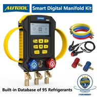 AUTOOL LM160 Car Smart Digital Manifold Kit Car Air Conditioner Gas Aircond Kereta r134a Refrigerant Gas r22 Aircond Pressure Gauge Meter Manifold Gauge Aircond Leak Detector Manifold  Gauge AC System Maintenance Tool