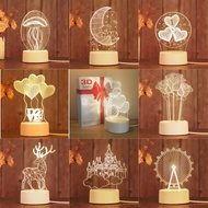 3 Colors LED Energy Saving 3D Night Lamp Bedroom Bedside Feeding Holiday Light USB Cartoon Ambient L