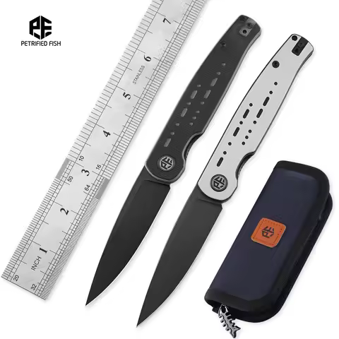 Petrified Fish PFE07 Pocket Folding Knife G10 Handle 154CM Satin Blade Knife Ball Bearing Survival H