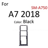อะแดปเตอร์เต้าเสียบถาดใส่ไมโคร SD/ซิมการ์ดสำหรับ Samsung Galaxy A7 A5 A3 2018 2017 A750 A720 A320ขั้วต่อเครื่องอ่านสล็อตภาชนะซ่อมแซมชิ้นส่วน