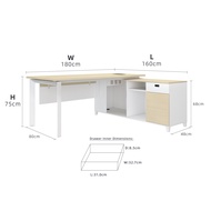 (FREE Shipping) KitchenZ 5.2FT Full Melamine Manager Desk Home Office Desk Open Storage Lockable Dra