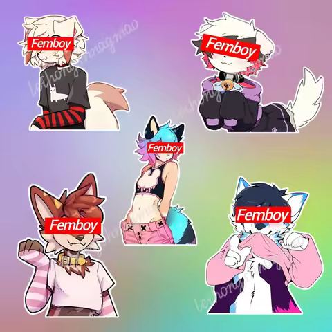 Personalized Cartoon Vinyl Sticker A Furry Femboy Cute Car Sticker Refrigerator Notebook Windshield 