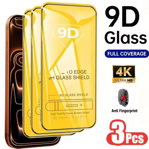 3PCS 9D Tempered Glass for IPhone17 Pro Max Air 15 14 13 12 11 16 Pro Max Plus 16e Full Coverage 9H 