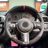 Black Suede leather Blue Marker Steering Wheel Covers for BMW M2 M3 F80 F82 M4 M5 F12 F13 M6 F85 F87