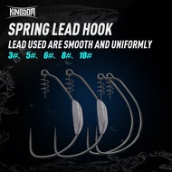 Kingdom Spring Fishing Lead Hooks 3# 5# 6# 8# 10# Carbon Steel Soft Bait Spring Lock Fishing Hooks