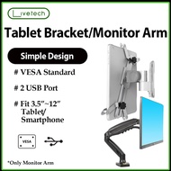 LiveTech 3.5-12Inch Aluminium Tablet PC Bracket & 17"-30" Monitor Arm