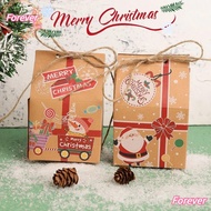 FOREVER 20Pcs Candy Packaging Boxes, Merry Christmas Kraft Paper Gift Box Bag, Portable Cartoon House With Rope Santa Claus Cookie Food Packaging Xmas Party Decoration