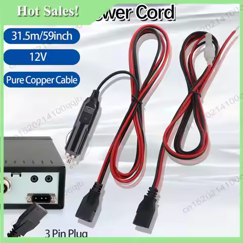 -FDDT Power Cord CB Radio 3Pin Plug 2-Wire Cable With 12V 15A Radio Accessories Lighter For 880FM/PC