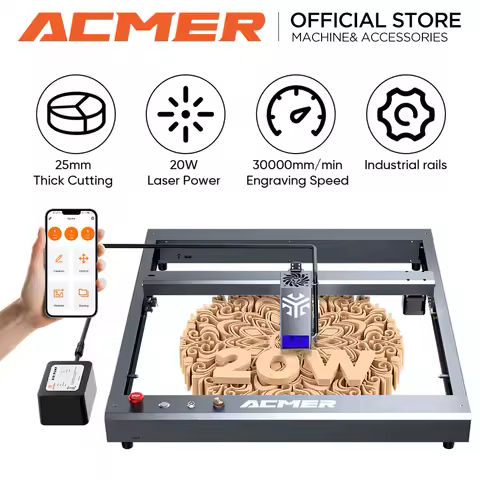 ACMER P2 20W Laser Engraver Cutting Machine Automatic Air Assist Support APP wifi CNC CO2 High Speed