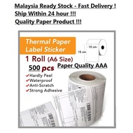 [READY STOCK] A6 Size 500pcs/roll Thermal Paper Label 10x15 cm Sticker Shipping Courier Airway Bill Consignment Note