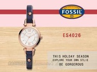 CASIO 時計屋 FOSSIL手錶 ES4026 女錶 石英錶 皮革錶帶 防水 強化玻璃鏡面  全新 保固 開發票
