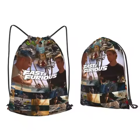 Fast And Furious Is History Of Legend Paul Walker Vin Diesel Backpacks Casual Drawstring Bundle Pock