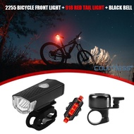 USB Rechargeable Mountain Bike Lights with Bell Waterproof Front Back Lights [countless.sg]