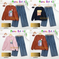 KATUN Children's Suit Cotton Jeans Cargo || Moina Set 3 By Nia Moslem