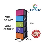 JHD Century 5 Tier Plastic Drawer / Cabinet / Storage Cabinet Multi Color B9650MC
